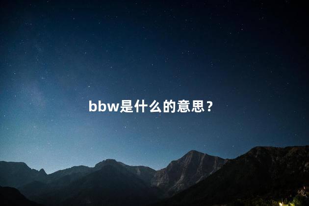 bbw是什么的意思？