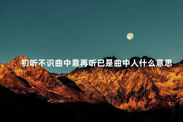 初听不识曲中意再听已是曲中人什么意思